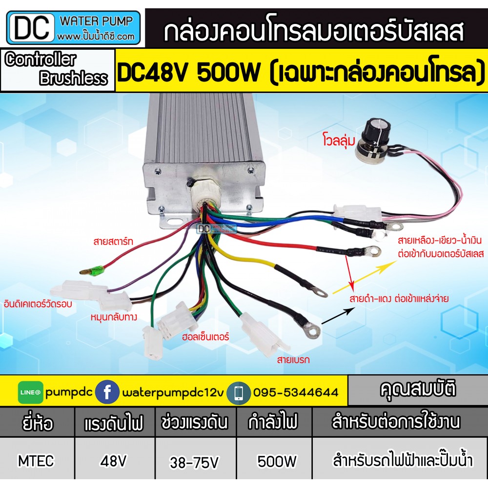 กล่องคอนโทรลมอเตอร์บัสเลส 500W 48V